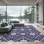 Elegant Lavender Floral Trellis Lattice Rug