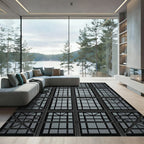 Modern Dark Gray Geometric Lattice Rug