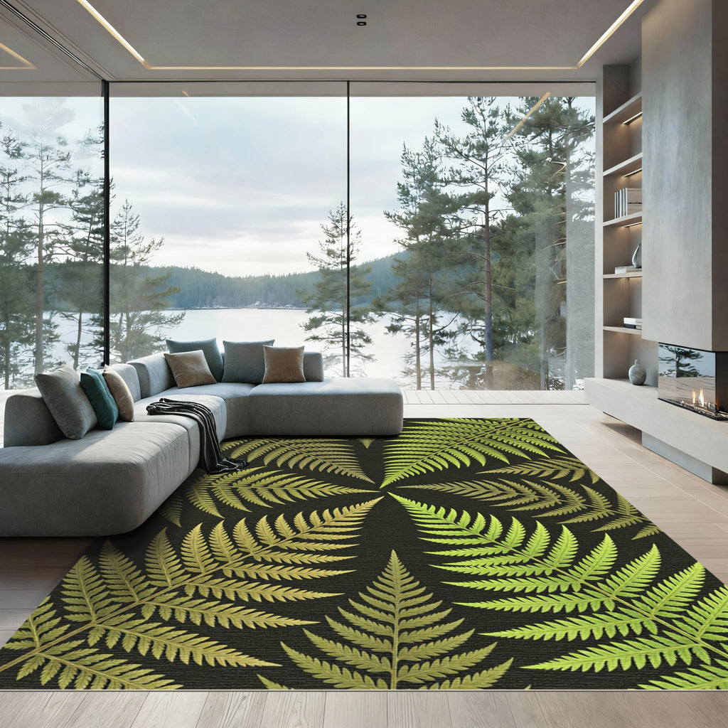 Radiant Green Fern Foliage Repeat Rug