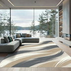 Sophisticated Earth Tone Wavy Brushstrokes Rug