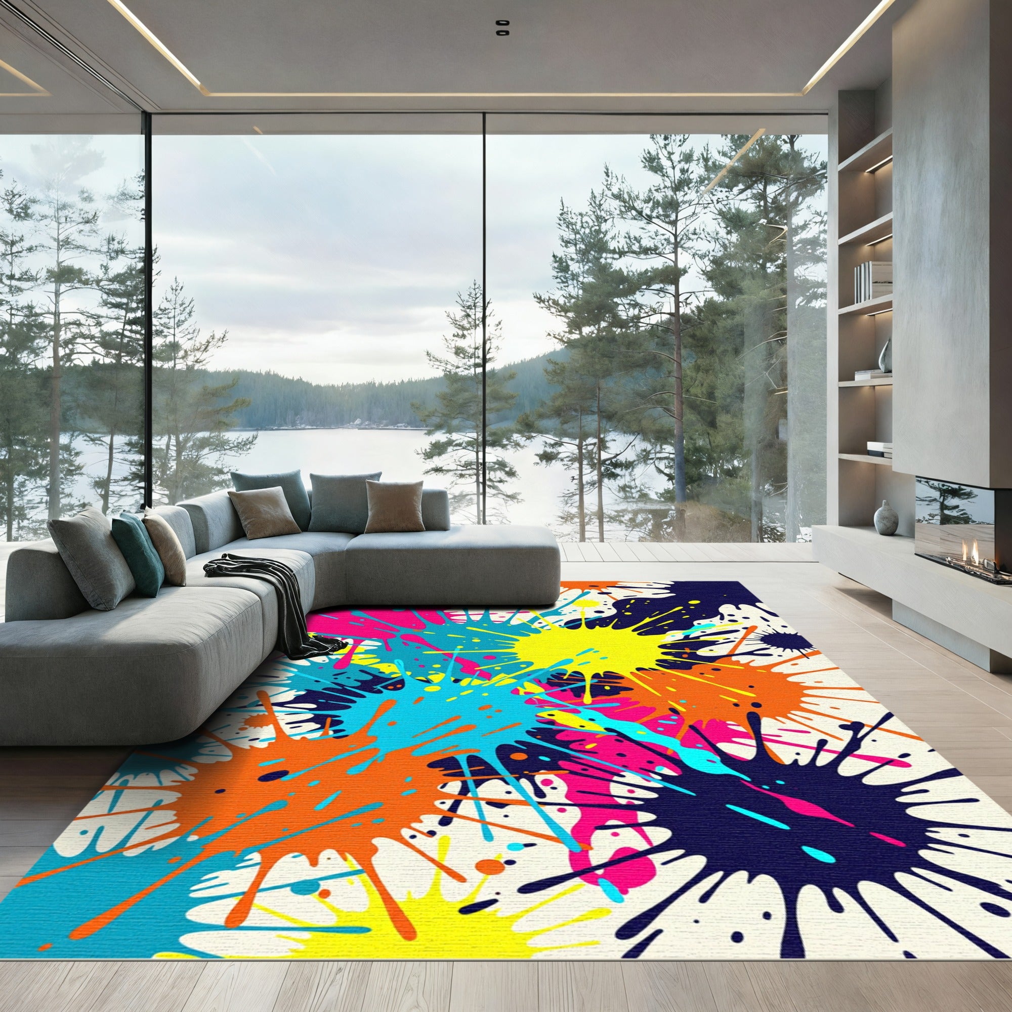 Vibrant Splatter Collection Abstract Expressionism Rug