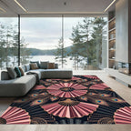 Art Deco Peacock Fan Blush Rug
