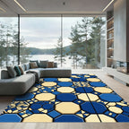 Geometric Navy and Cream Octagon Tile Rug