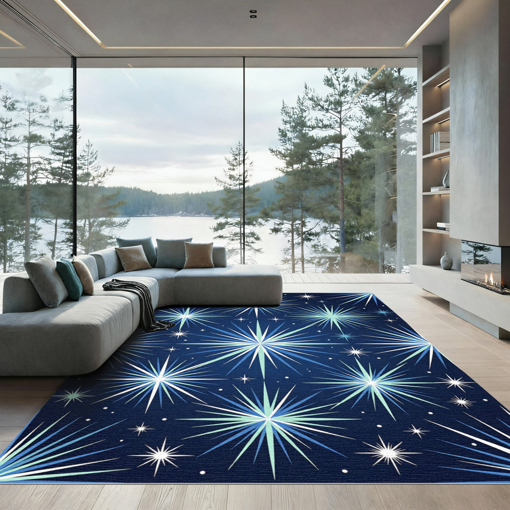 Celestial Starburst Mid Century Modern Rug