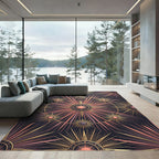 Celestial Gold Radiant Sunburst Rosette Rug