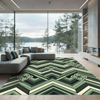 Geometric Sage Chevron Clover Accents Rug