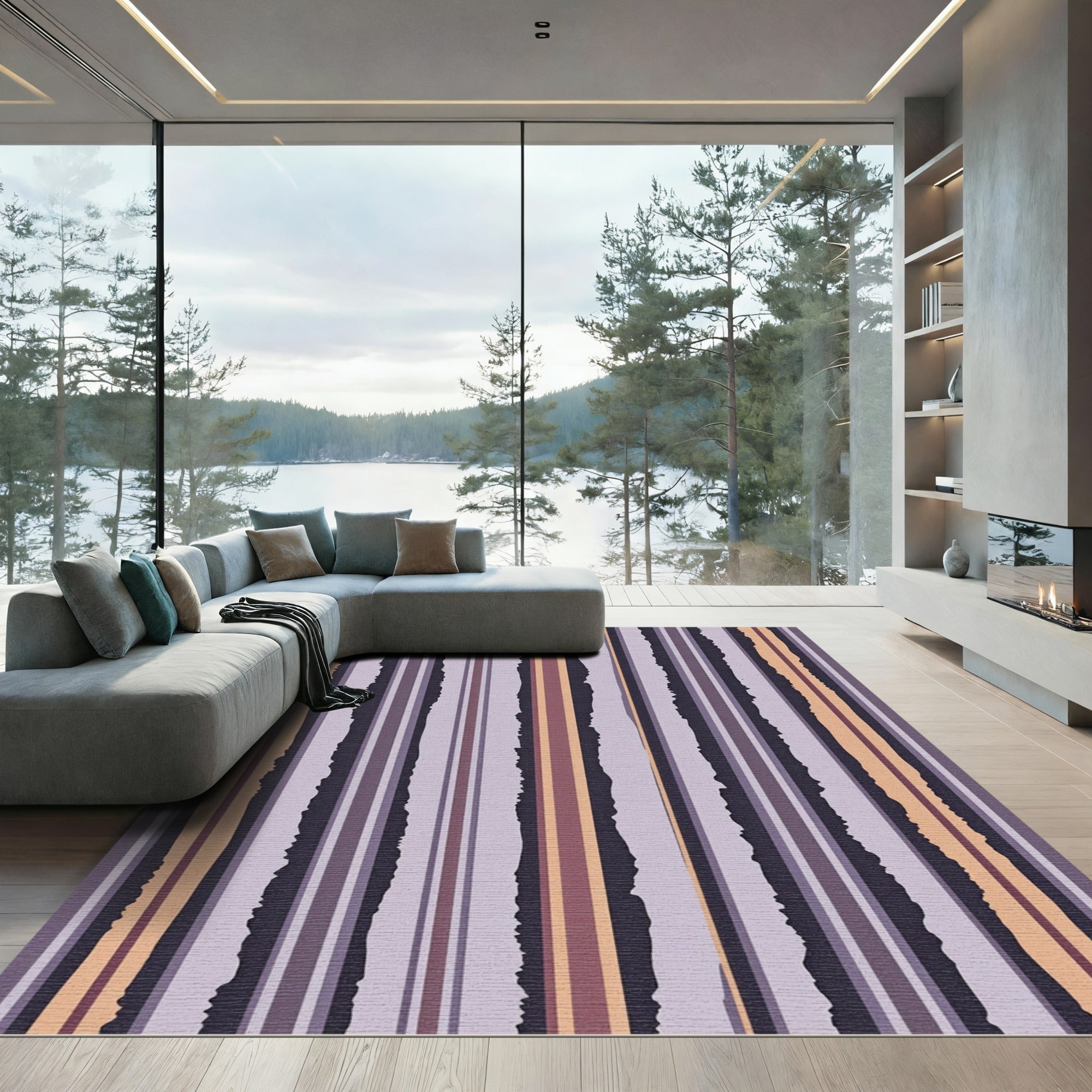 Earthy Tones Vertical Stripe Composition Rug