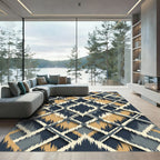 Navy Golden Diamond Lattice Rug