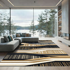 Minimalist Earth Tone Linear Abstract Rug