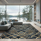 Art Deco Gold and Charcoal Fan Rug