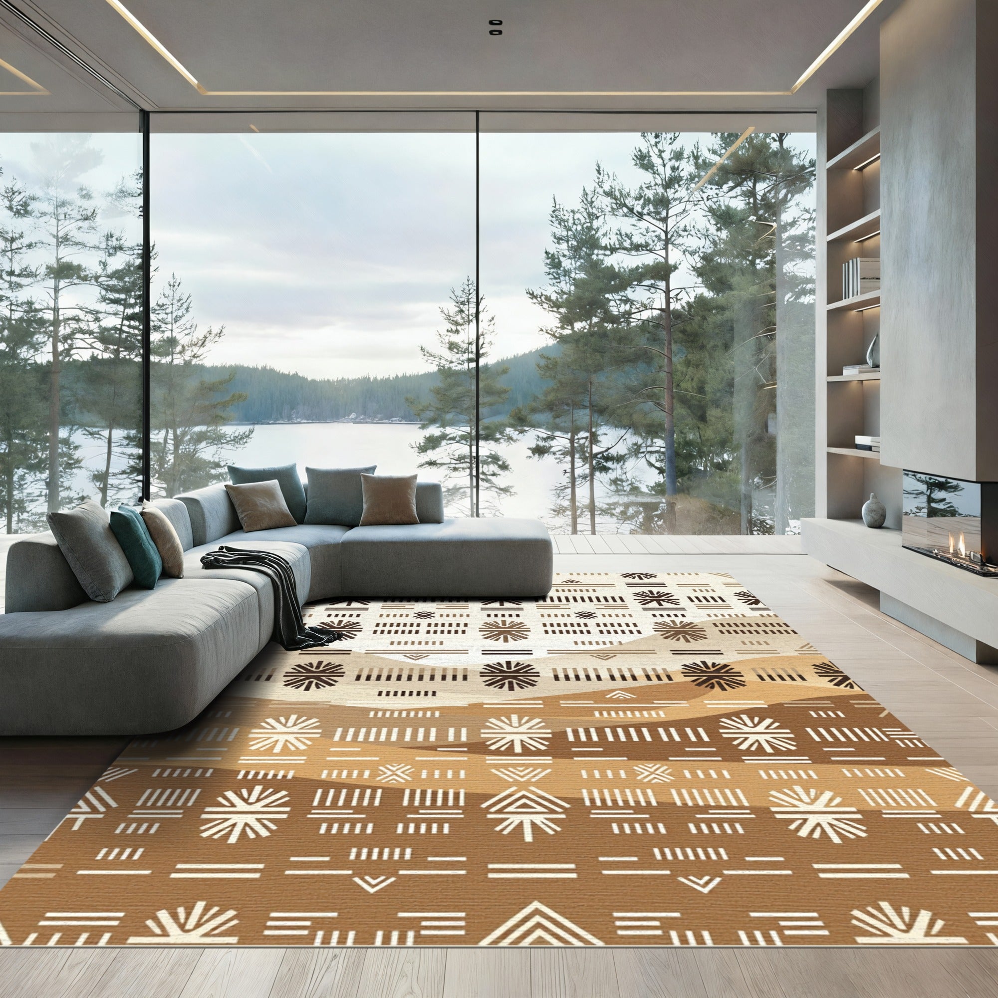Earthy Desert Landscape Geometric Rug