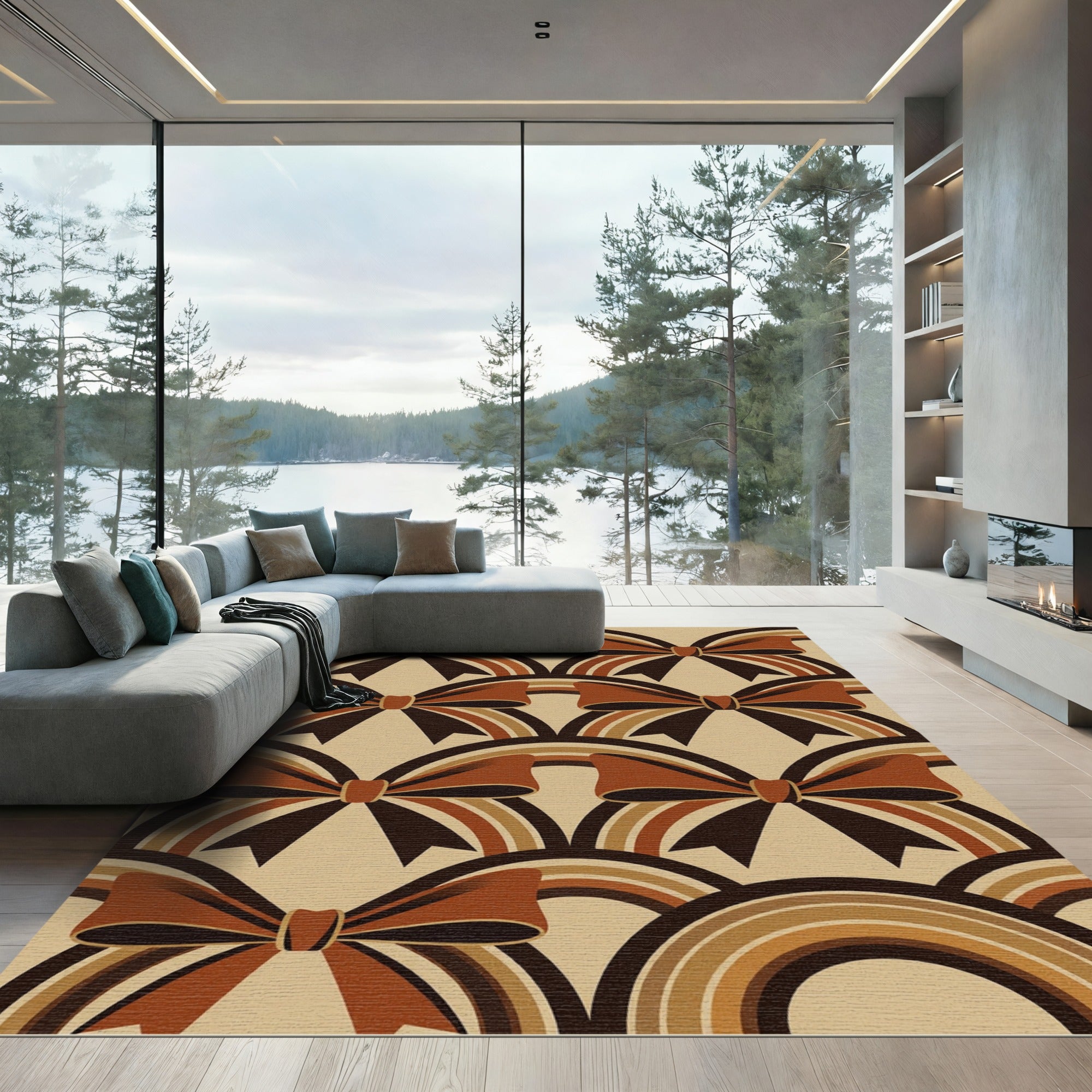 Retro Brown Bow Infinity Arch Rug