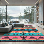 Vibrant Southwest Eagle Watermelon Hourglass Rug