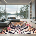 Leopard Carnation Floral Aesthetic Art Rug