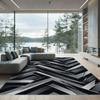 Abstract Gray Geometric Angular Rug
