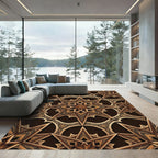 Ornate Gold Starburst Arabesque Rug