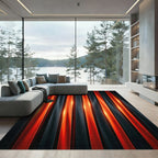 Dark Orange Vertical Stripe Lighting Rug