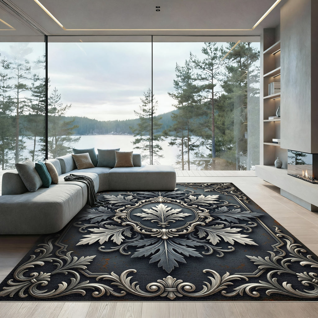 Gilded Acanthus Scrollwork Medallion Rug