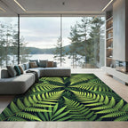 Lush Tropical Fern Leaf Botanical Rug