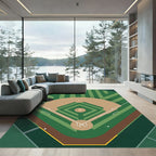 Minimalist Emerald Baseball Diamond Grid Rug