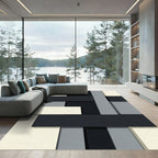 Minimalist Monochrome Interlocking Geometric Block Rug