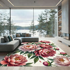 Blushing Pink Peony Floral Arrangement Rug