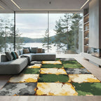 Distressed Camouflage Patchwork Earth Tone Rug