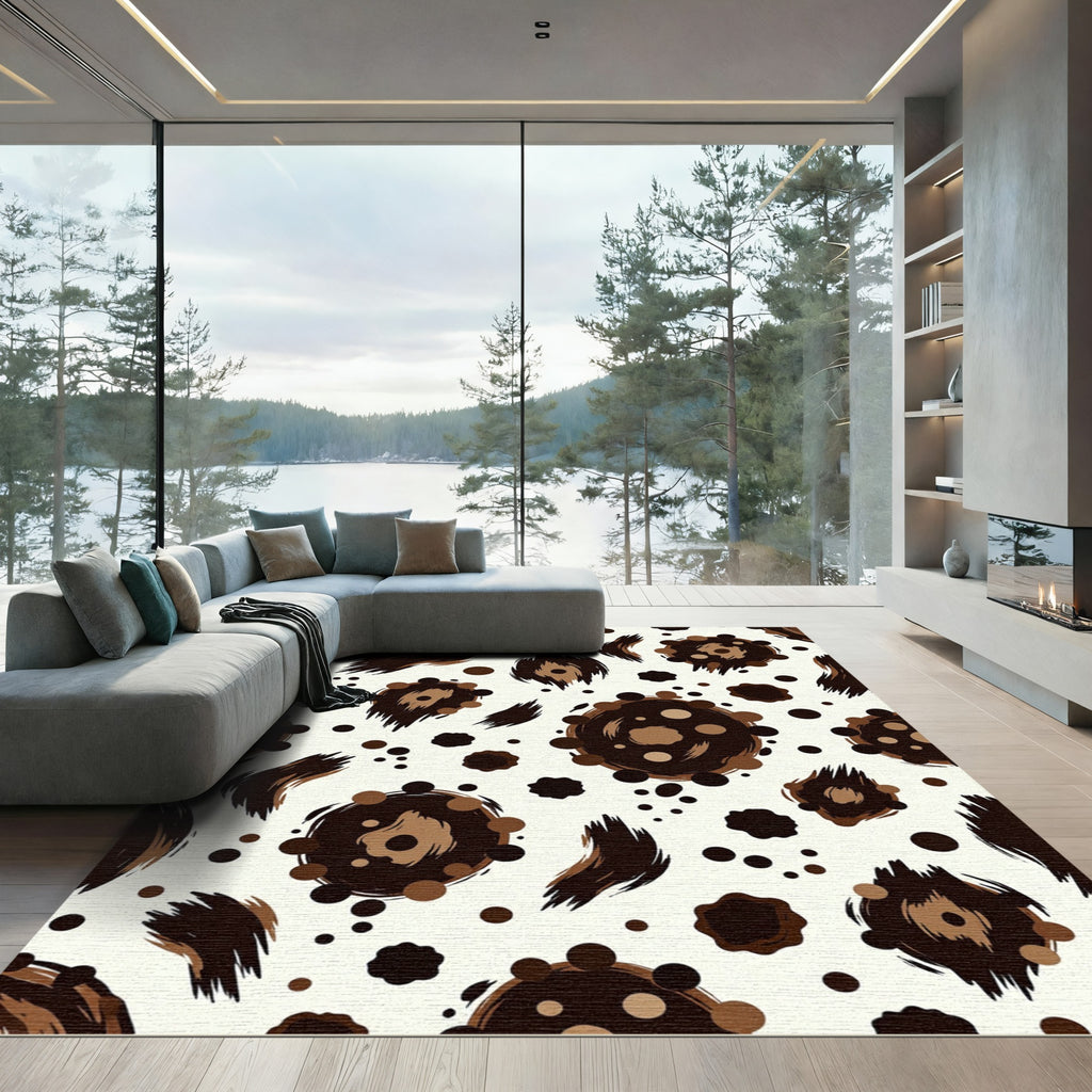 Abstract Earthy Brown Leopard Spot Rug