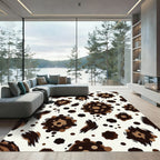 Abstract Earthy Brown Leopard Spot Rug