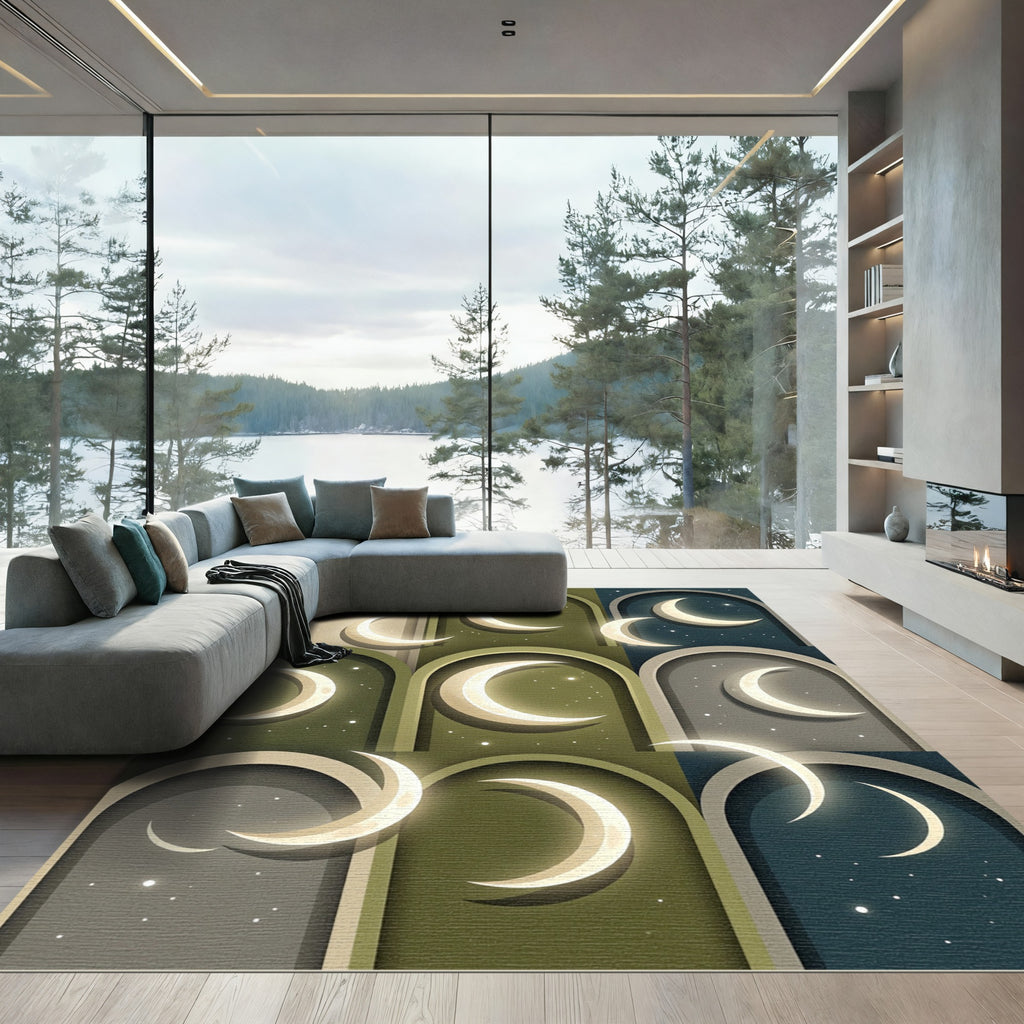 Arched Lunar Celestial Phases Wall Decor Rug