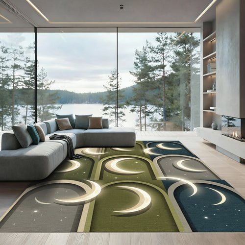 Arched Lunar Celestial Phases Wall Decor Rug