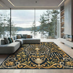 Baroque Gold Floral Urn Candelabra Rug