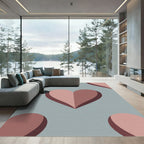 Soft Pink Heart Geometric Abstract Rug