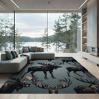 Dark Moose Portrait Repeating Pattern Rug