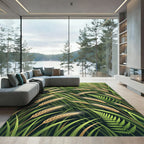 Golden Wheat Fern Botanical Greenery Rug