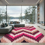 Bold Pink Jagged Chevron Pattern Rug
