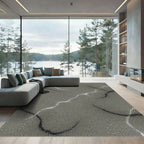 Gray Stippled Wavy Lines Rug