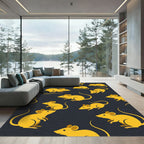 Whimsical Golden Mouse Illustration Rug