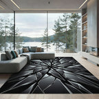 Shattered Crystal Starburst Black Rug