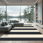 Modern Dark Cream Horizontal Stripe Rug