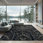 Gothic Charcoal Metallic Ornate Medallion Rug