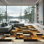 Geometric Terracotta Interlocking Panels Rug