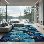Distressed Blue Brick Wall Texture Rug