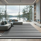 Sharp Black White Gradient Stripes Rug