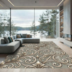 Ornate Gray Scroll Lace Rug
