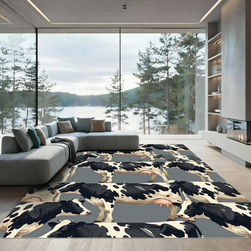 Black and White Holstein Cow Herd Rug