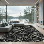 Industrial Gray Turbine Fan Collage Rug
