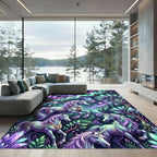 Enchanted Cosmic Unicorn Crystal Forest Rug