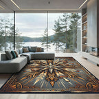 Celestial Golden Mushroom Starburst Ornament Rug