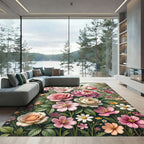 Romantic Pink Floral Bouquet Art Rug